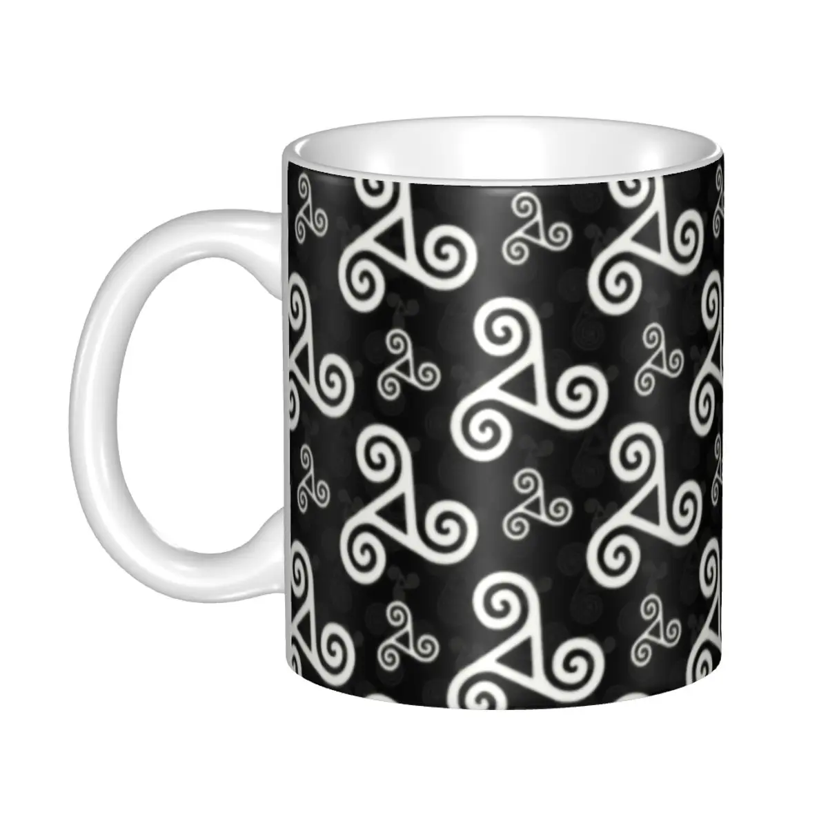 

Белый бретонский трикелс на черном кофе, кружки «сделай сам», бретонская керамическая кружка на заказ, креативный подарок