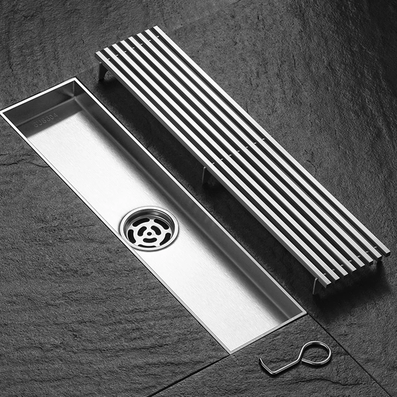 

Deodorant Floor Drain Stainless Steel 304 Material Shower Waste Drainer Rectangular Drainage 20~120cm Bathroom Room Accessories