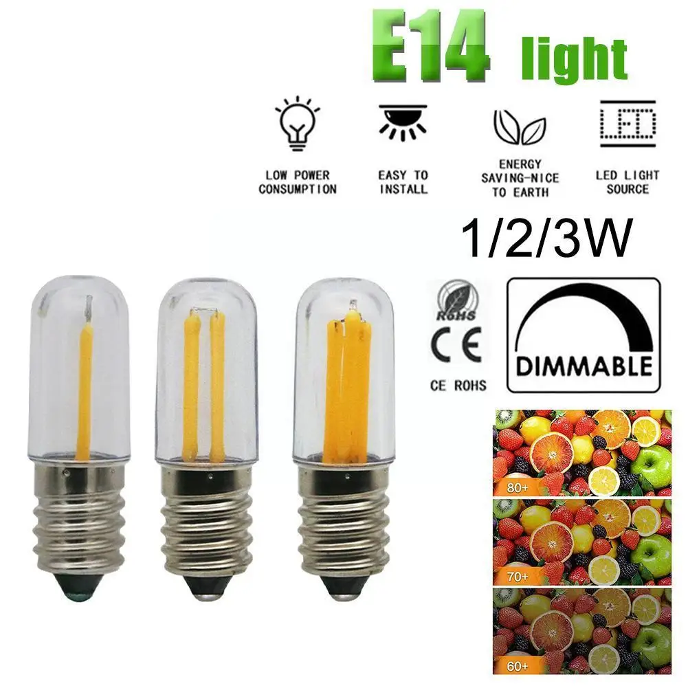 

Mini E14 E12 Led Fridge Freezer Filament Light Cob Lamp / Lamps Warm Lighting Cold 4w Dimmable Bulbs 1w 2w White L5a4