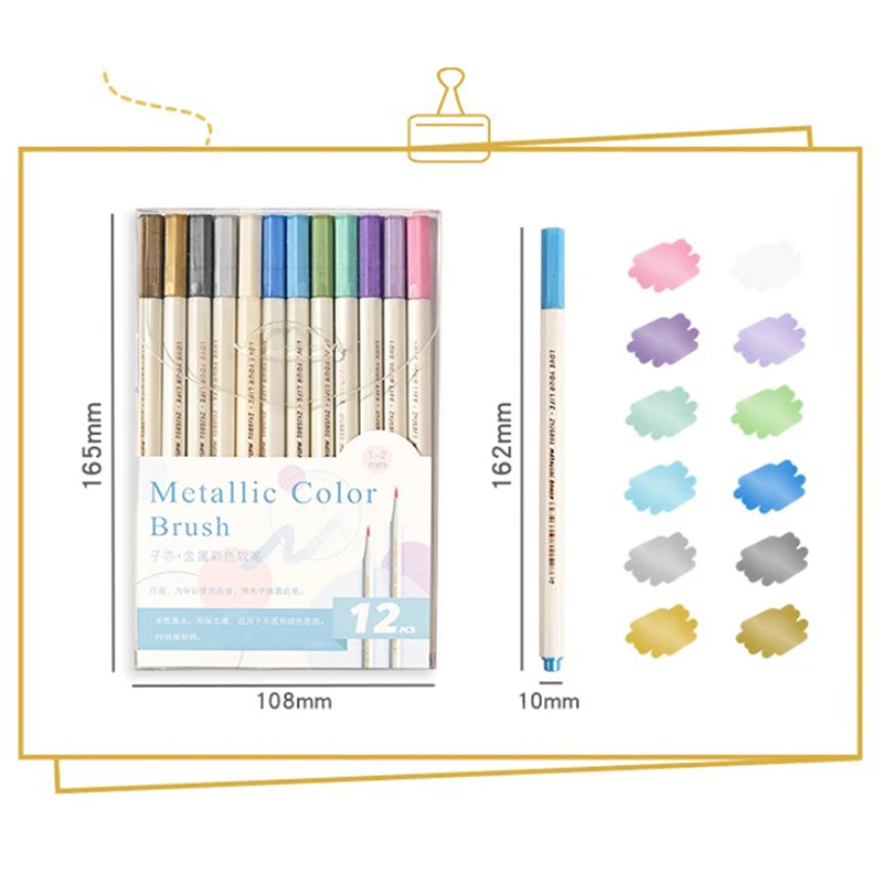 

12/1 Metal Marker Scrapbooking Craft Maker Brush Round Tip Art Pen Office Supplies Drawing Stationery Multicolor Painting Pens
