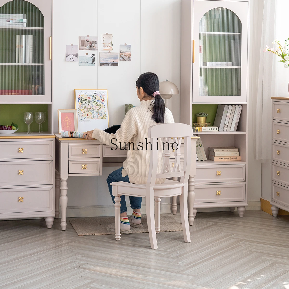 Современный простой письменный стол из цельного дерева компьютерный