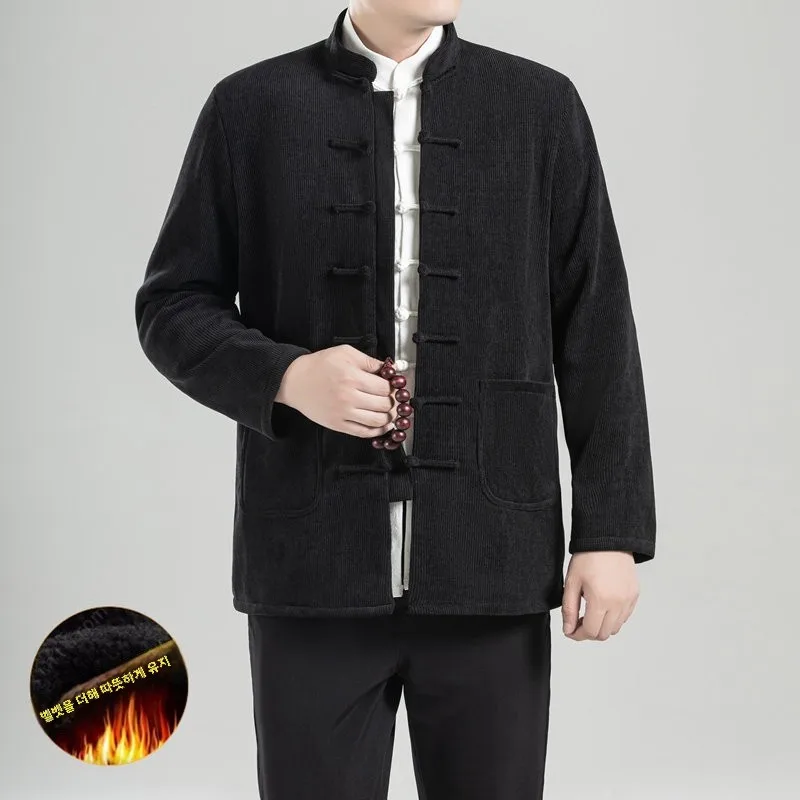 Черное вельветовое пальто с хлопковой подкладкой верхняя одежда для мужчин зима
