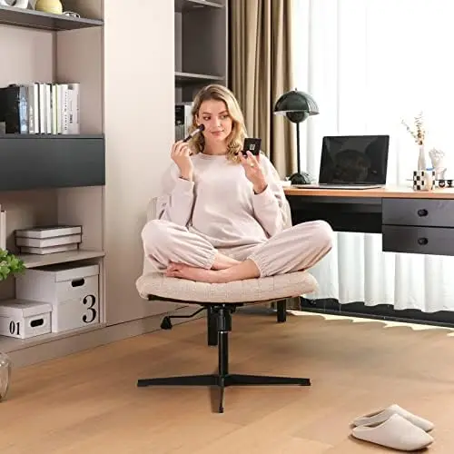 

Офисное кресло, с тканевой подкладкой, широкое сиденье с регулируемой высотой, со средней спинкой, эргономичное, компьютерное рабочее кресло, вращающееся кресло для туалетного столика