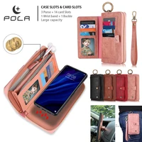 for samsung s20s10enote10 a52 5g multifunction flip leather magnetic removable detachable zipper wallet cards slot case cover