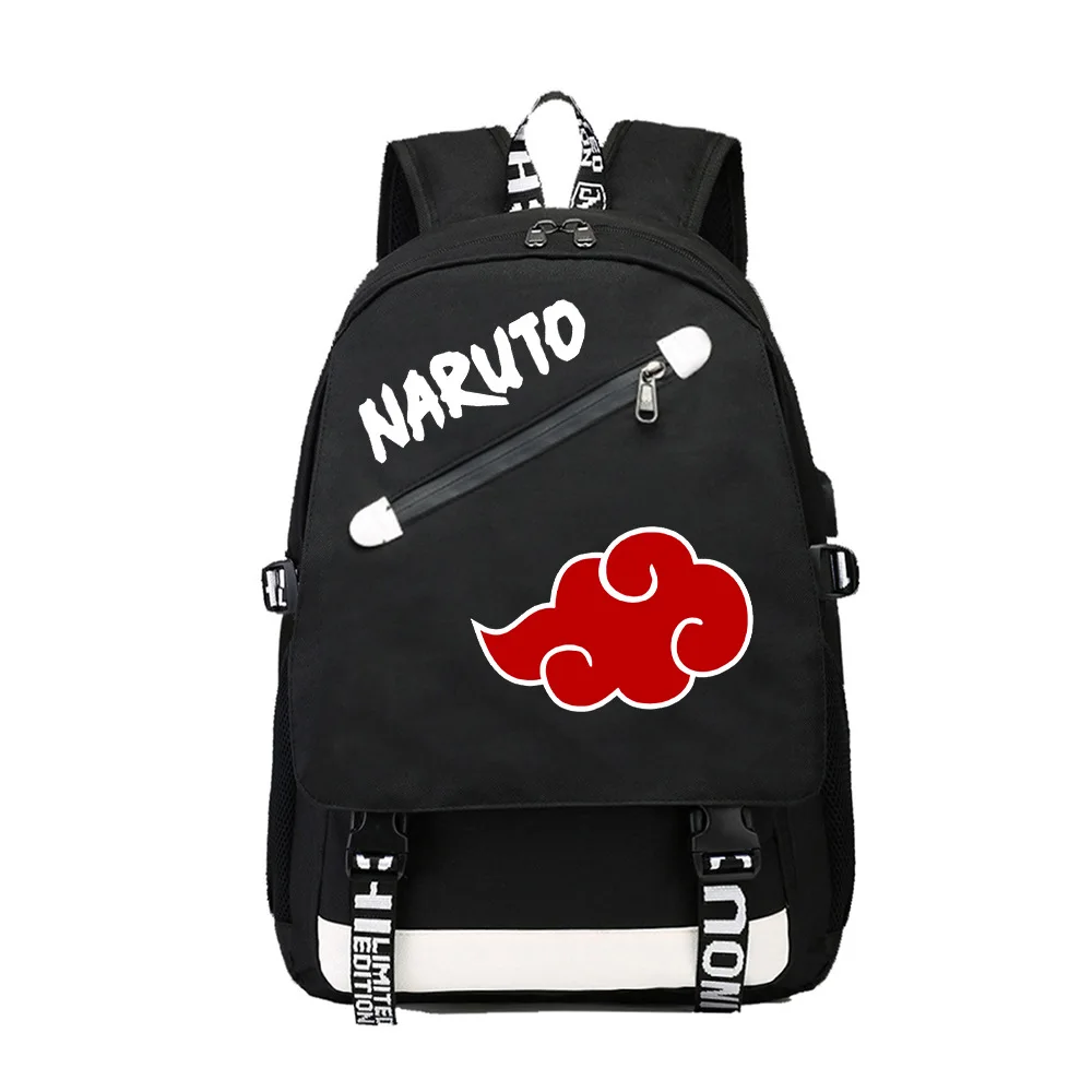 

Naruto Schoolbag Anime Peripheral Sasuke Rucksack USB Rechargeable Backpack Male Female Students Large-capacity Bag Gift