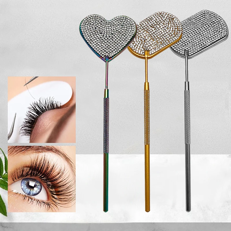 

Eyelash Inspection Mirror Makeup Mirror Lash Check Mirror Stainless Steel With Diamond Beauty Lash Extension Eyes Makeup Tool