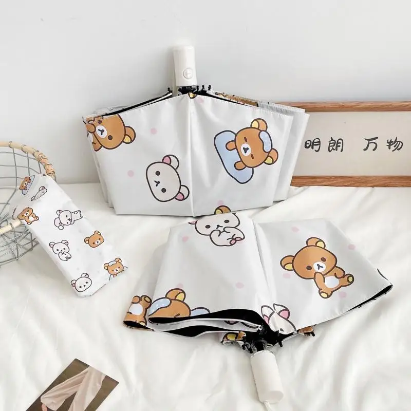 Kawaii милый зонт Rilakkuma двойного назначения дождя и света складной виниловый