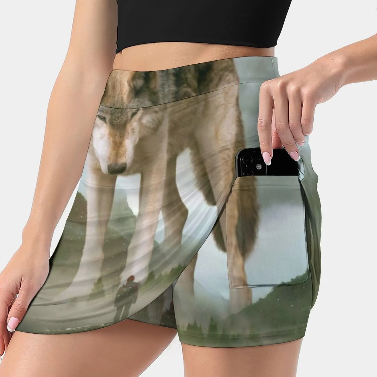 

Aegis | Женская юбка с вольком и скрытым карманом, теннисная юбка, юбки для гольфа, юбки для бадминтона, юбки для бега Aegis Wolf Wood Wolf