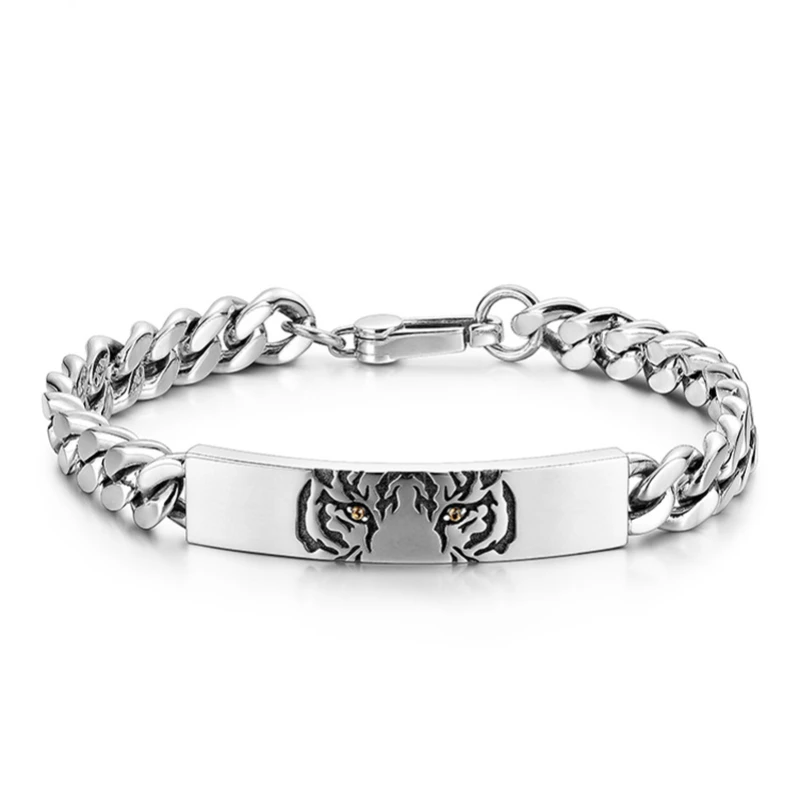 

Fashion Simple Tiger Bracelets For Men Party Holiday Gift Hip Hop Domineering Zodiac Carving Hand Jewelry Accessories Wholesale