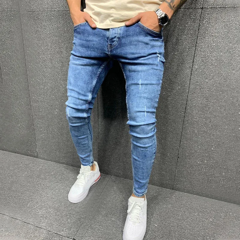 2023 New Men's Jeans Fashion Casual Skinny Male Denim Pants Pure Color Street Style Cowboy Clothing Men Pencil Pants Jeans