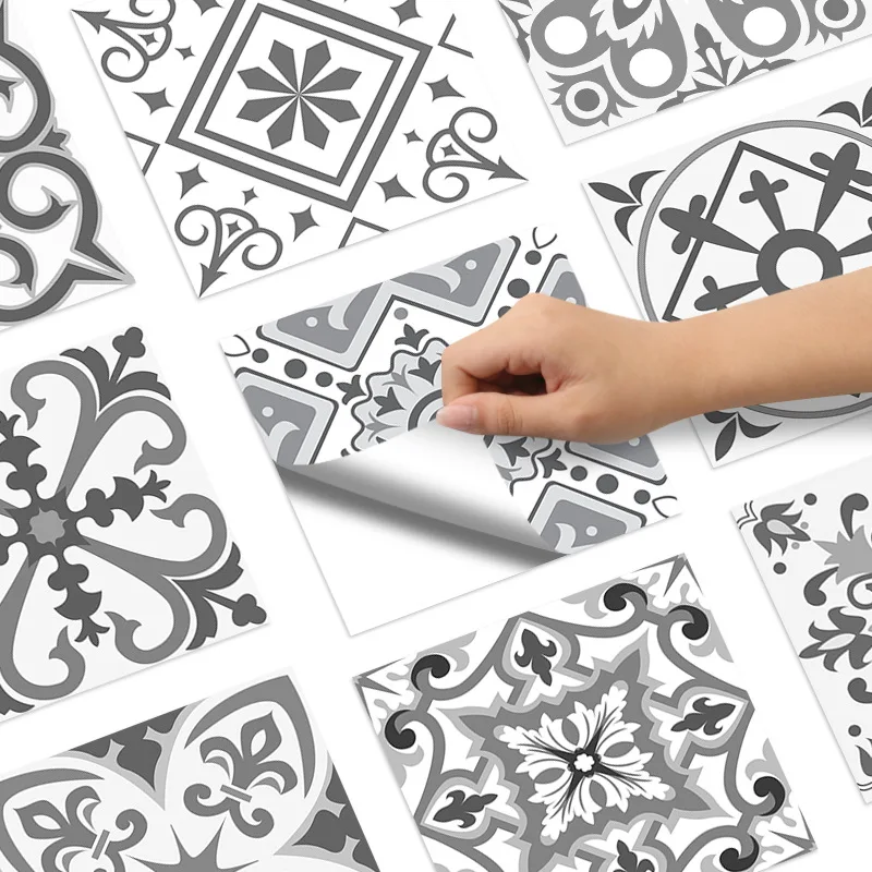 

10pcs/set Colorful Wall Stickers Hard Film Tiles Wall Decal PVC Self-adhesive Waterproof Decorative Tile Stickers for Kitchen
