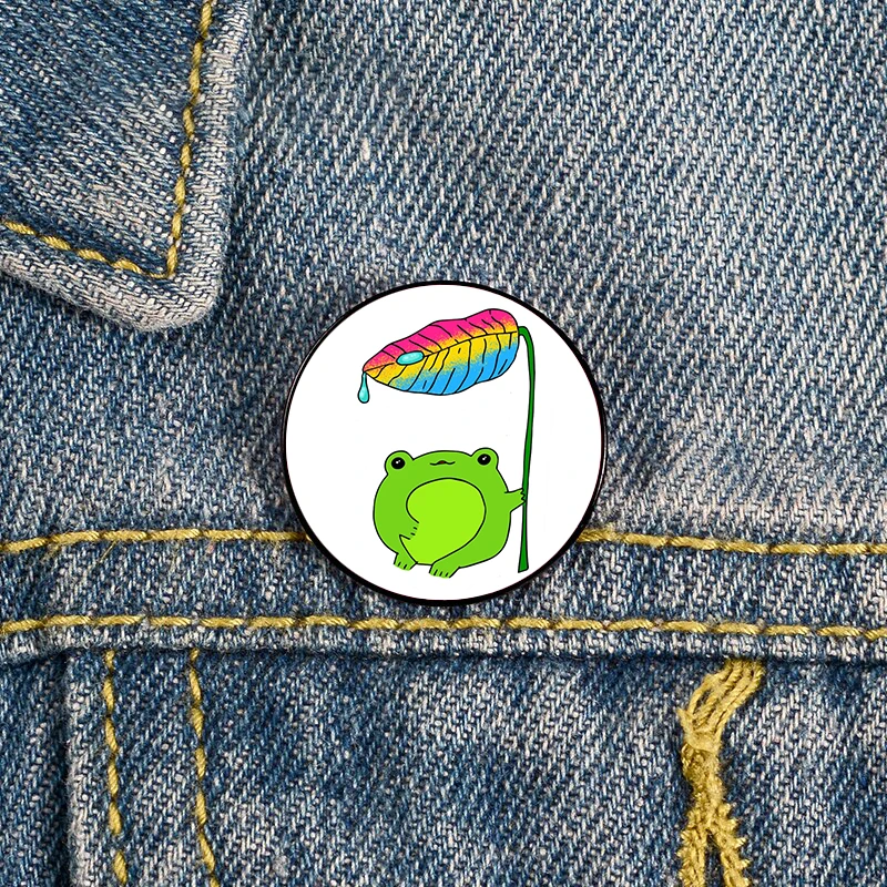

Pansexual Pride Frog Pin Custom cute Brooches Shirt Lapel teacher tote Bag backpacks Badge Cartoon gift brooches pins for women