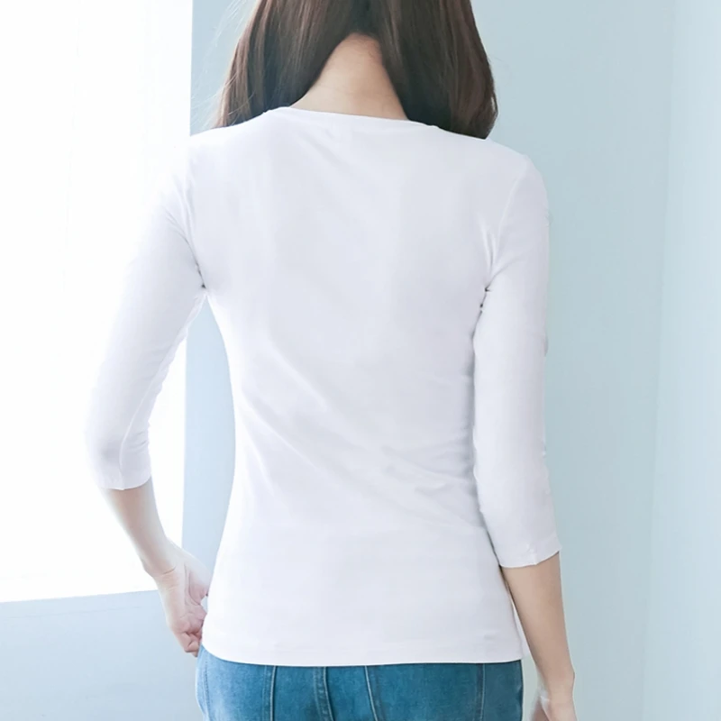 Футболка женская с рукавом 3/4 96% хлопок и 4% спандекс сезон весна-лето