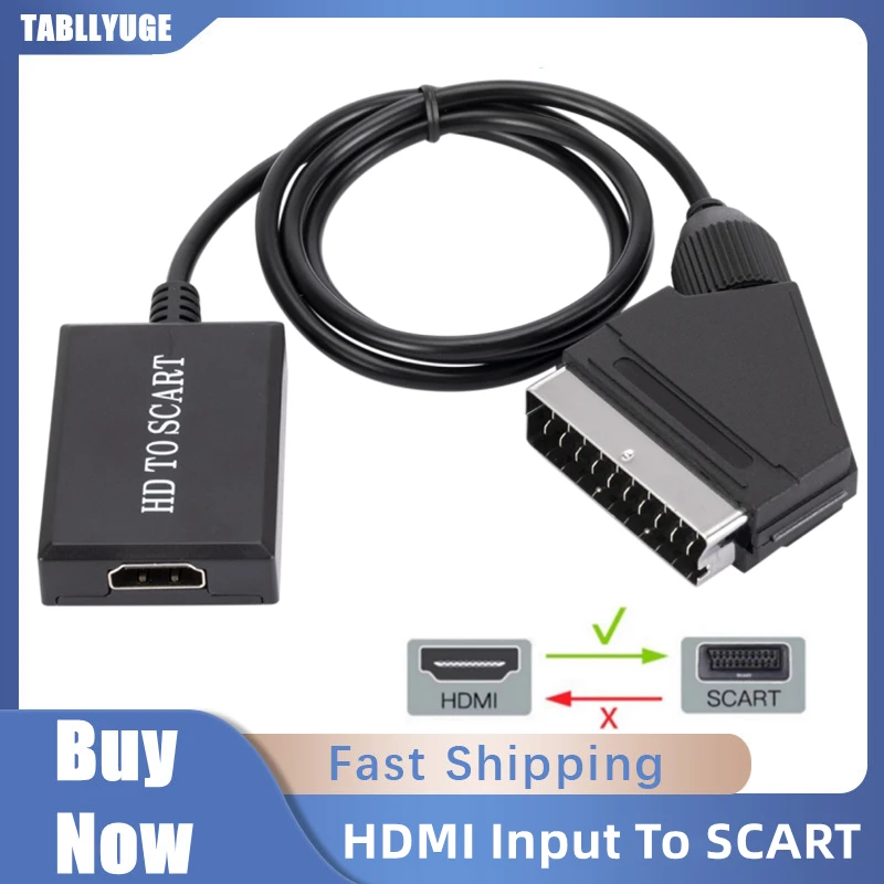 

HD 1080P HDMI-compatible Input To Scart Video Output Audio Converter Adapter Compatible For Crt TV Vhs Video Recorder Cables