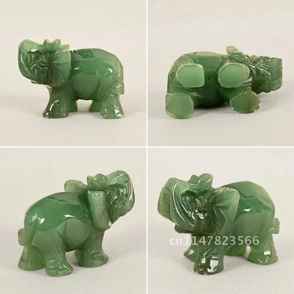 Зеленый авантюрин нефритовый камень счастливый слон удача статуя фэн-шуй