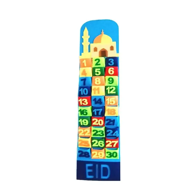 

1PC Hanging Calendar Pendant Mubarak Countdown Calendar Felt Cloth Wall Calendar for Festival Party Decor (Colorful Pocket)