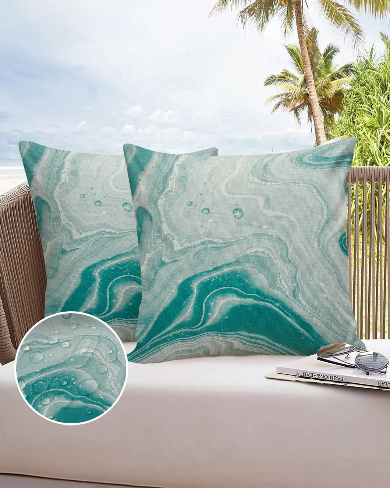 

Бирюзовый водонепроницаемый чехол для подушки с мраморной текстурой, чехол для диванной подушки, чехол для домашнего декора, чехол для поду...