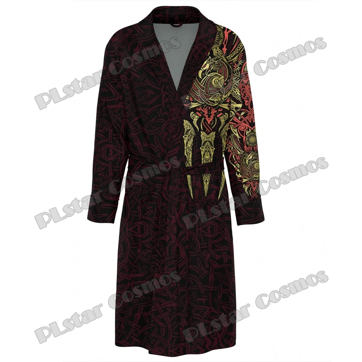 

PLstar Cosmos Fenrir мужские фланелевые халаты с 3D рисунком волка и дракона, Зимние Повседневные теплые длинные халаты для женщин SP09