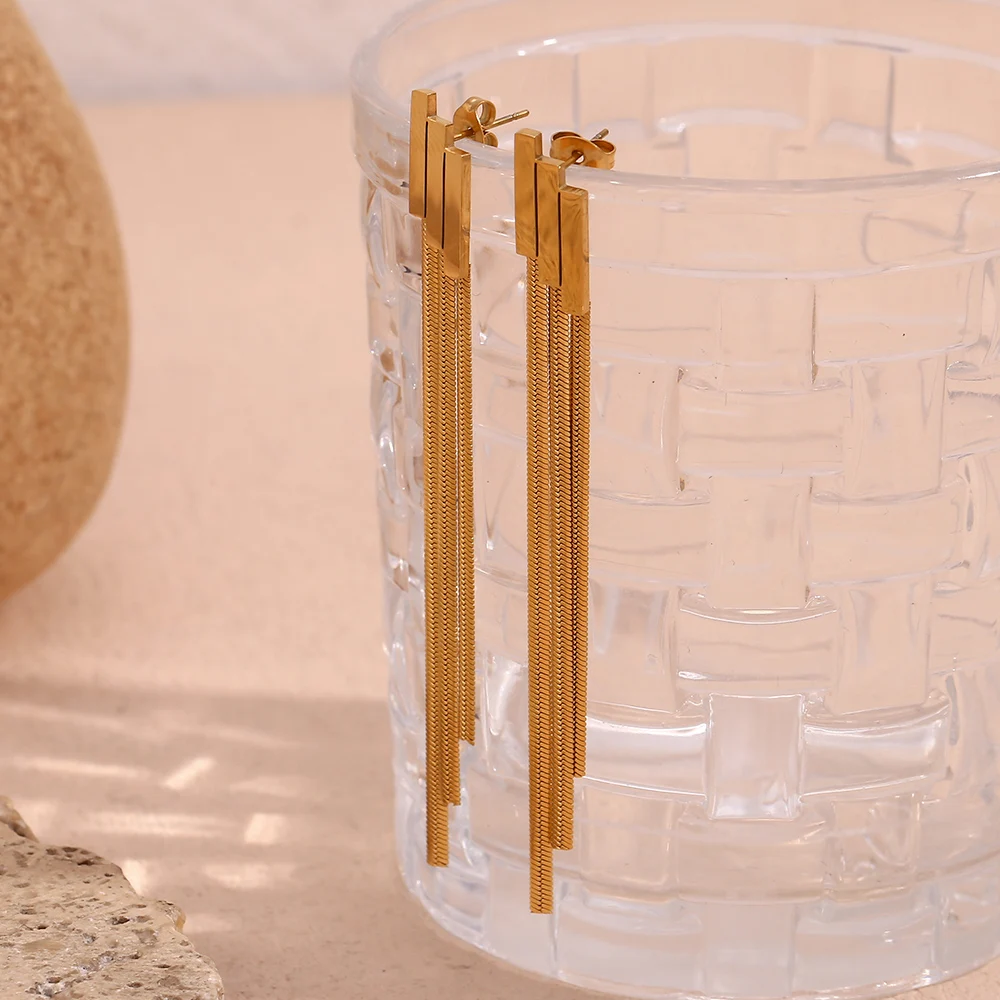 Женские серьги из нержавеющей стали с 3 лестницами и кисточками