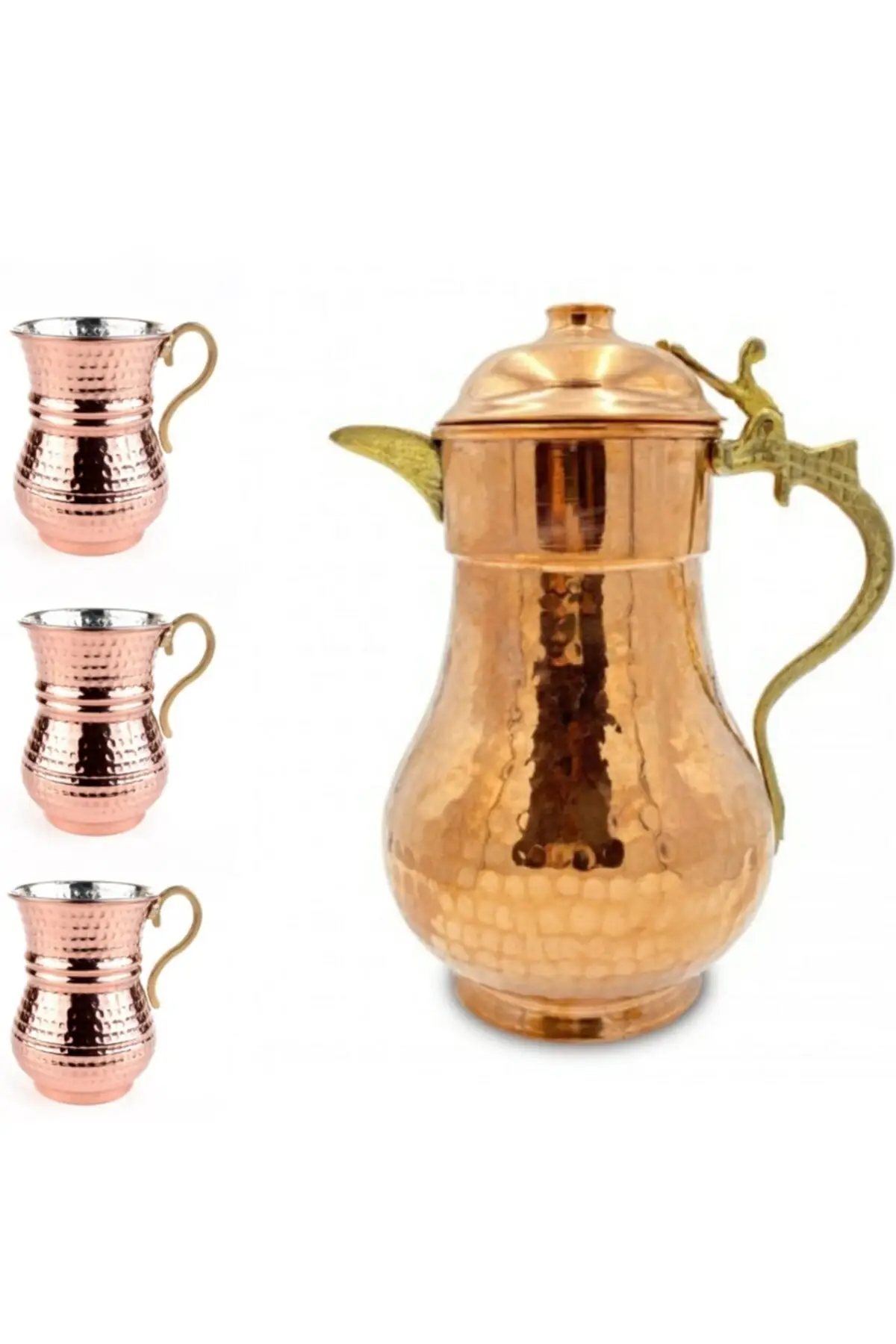 

Copper Ayran Pitcher & 3 PCs Ayran Cup Pad