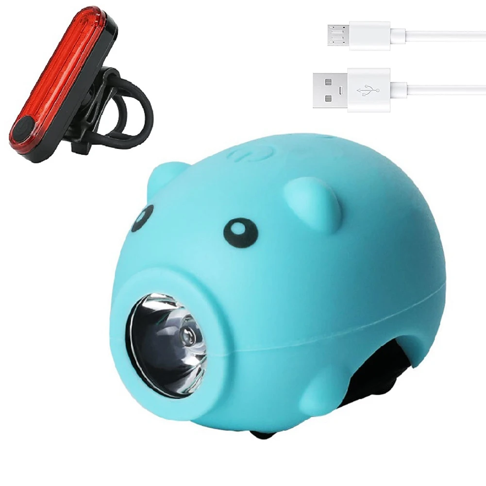 

Супер яркие велосипедные фонари USB, мощные велосипедные фары и задние фонари, велосипедные фонари в форме милой свиньи фары, синий