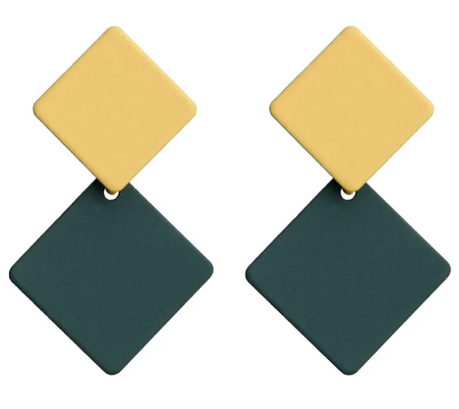 

Acrylic Geometric Square Earrings for Women Vintage Simple White Black Blue Green Color Hollow Earrings Forest Fashion Jewelry