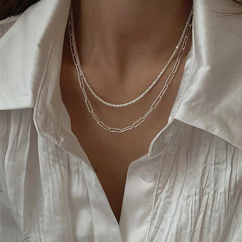 

2023 Popular Silver Sparkling Clavicle Chain Choker Necklace Collar For Women Fine Jewelry Wedding Party Birthday Gift Pendants