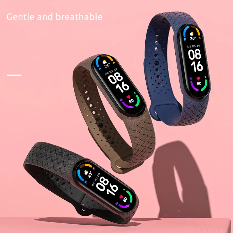 

Плетеный ремешок для часов Xiaomi Mi band 7, ремешок для Mi Band 6 5 Mi Band 4 3, сменный силиконовый браслет для смарт-часов Mi Band 3 4 5 6 7