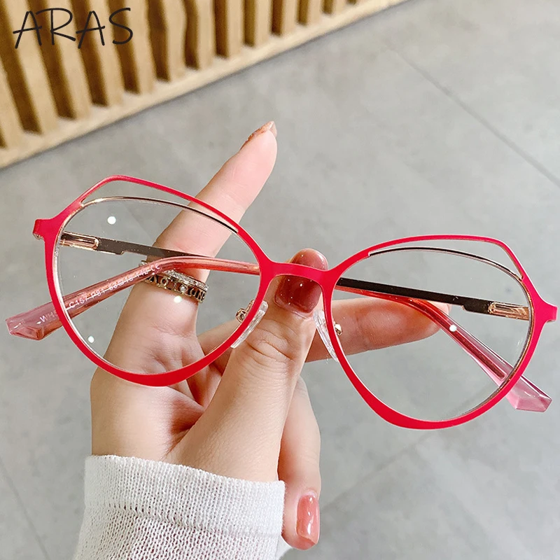 

Anti Blue Light Glasses Women Fashion Oval Can Be Equipped with Myopia Lenses Eyewear Female Retro Metal Frame Optical Eyeglass