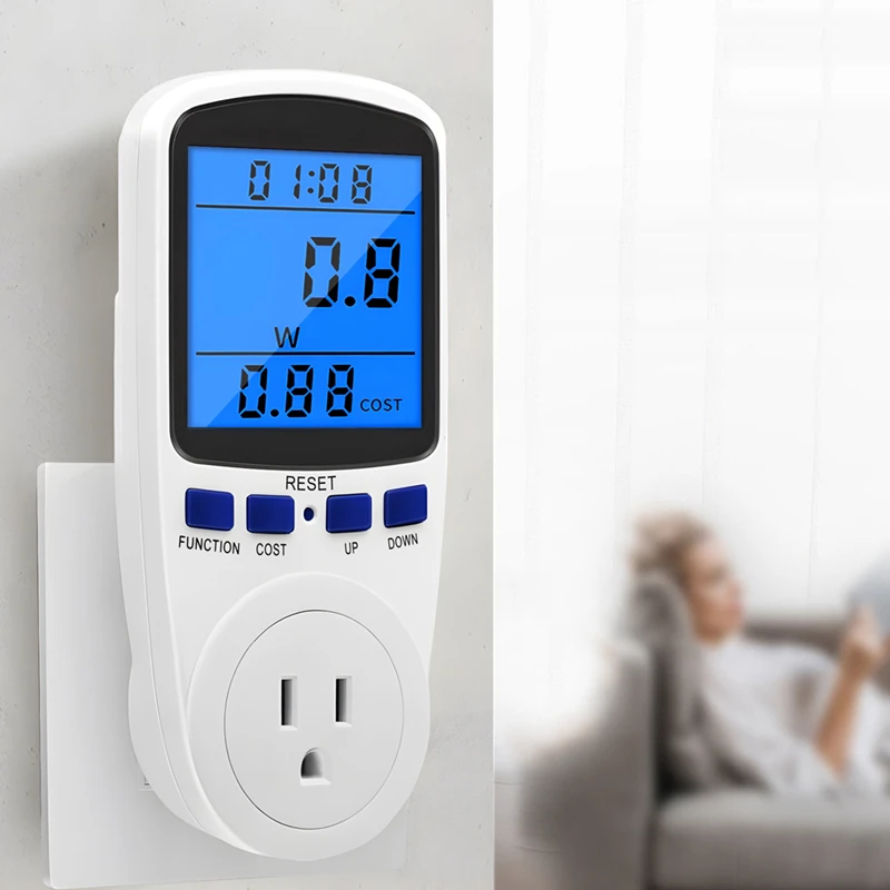 

Power Meter Plug Monitor Backlight LCD Display Electricity Usage Monitor Consumption Analyzer Voltage Amps UK Plug