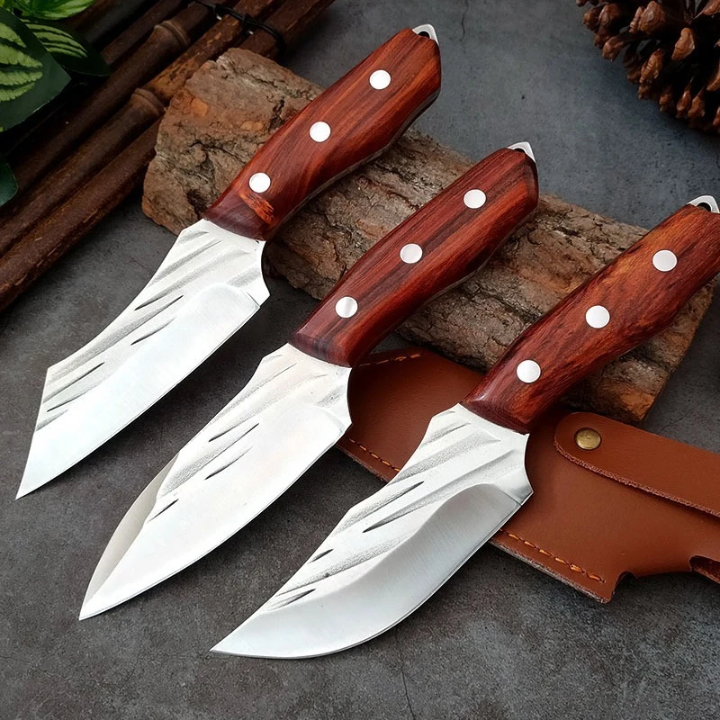 

4inch Forged Paring Utility Knife Chef's Boning Butcher Meat Fruit Knife Cleaver Outdoor BBQ Camping Hunting Small Knife
