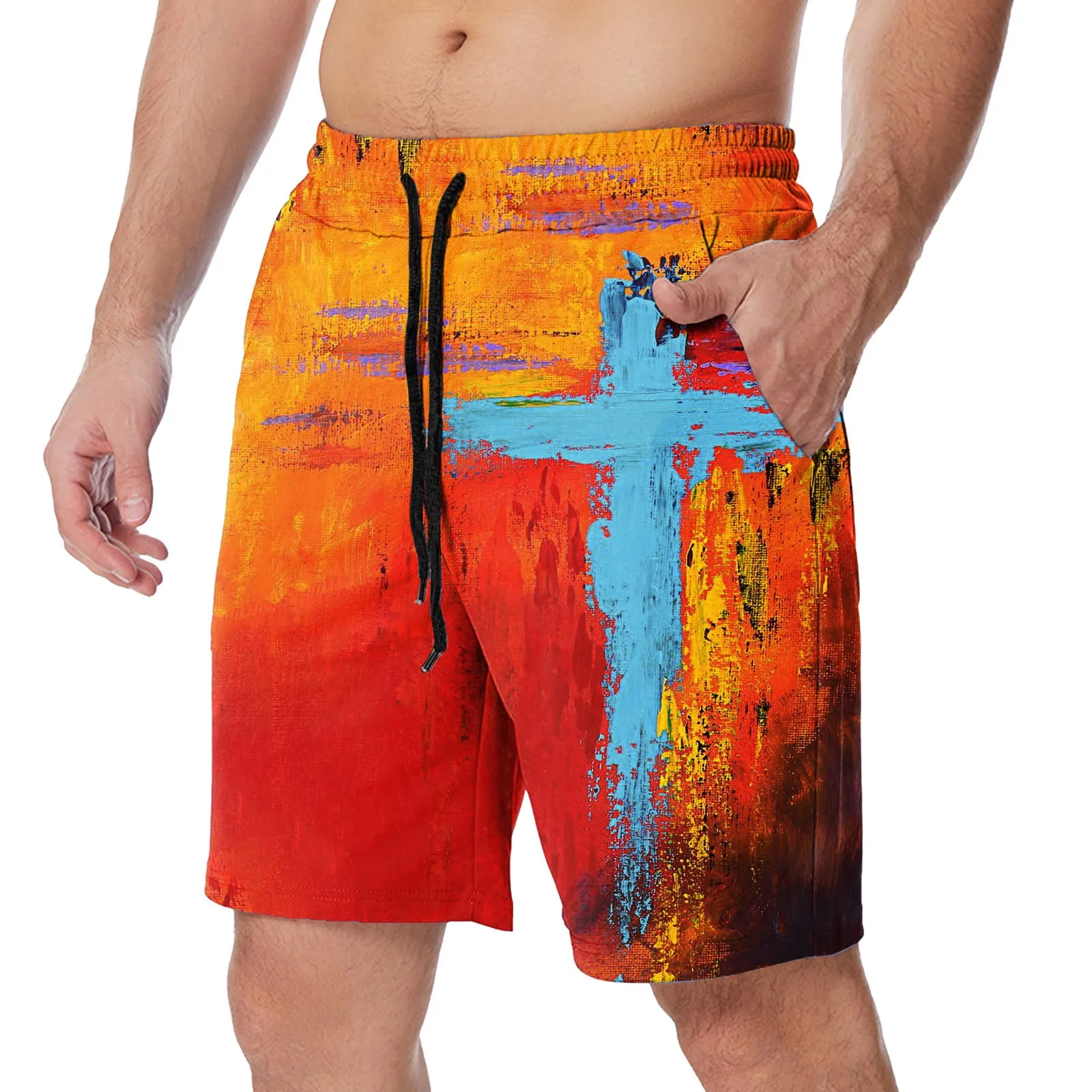 

Мужские трикотажные шорты с принтом, летние повседневные шорты с карманами, подарок