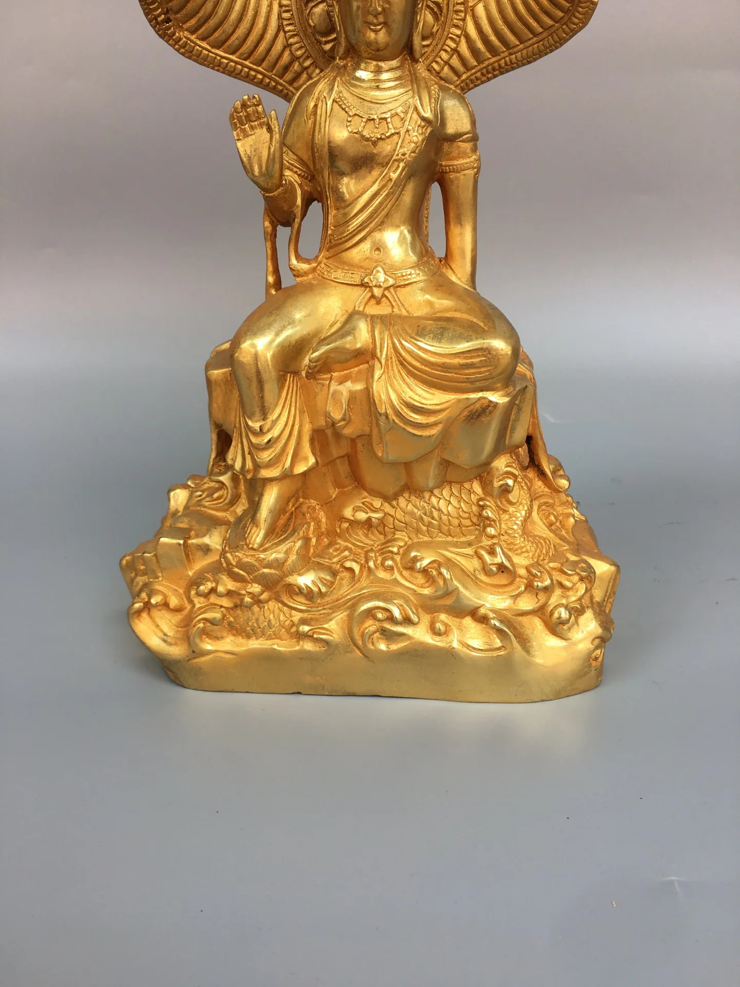 10-дюймовая коллекция тибетского храма старая бронза позолоченная грязь золото