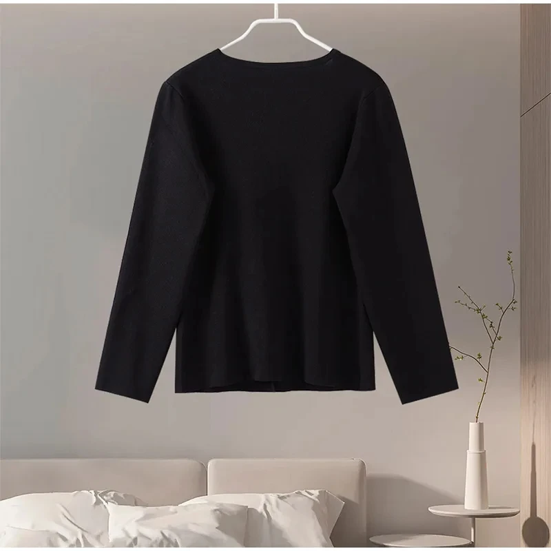 Однотонный вязаный кардиган с v-образным вырезом женский свободный однобортный