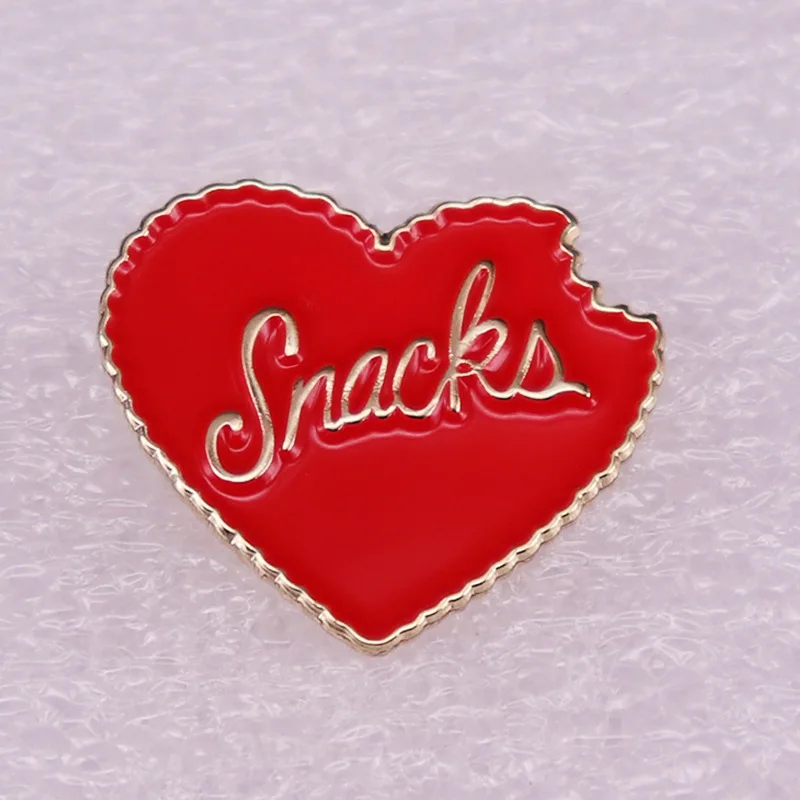 

"Snack" Red Heart Creative Cartoon Lovely Enamel Pin Wrap Clothing Lapel Brooch Exquisite Badge Fashion Jewelry Friend Gifts