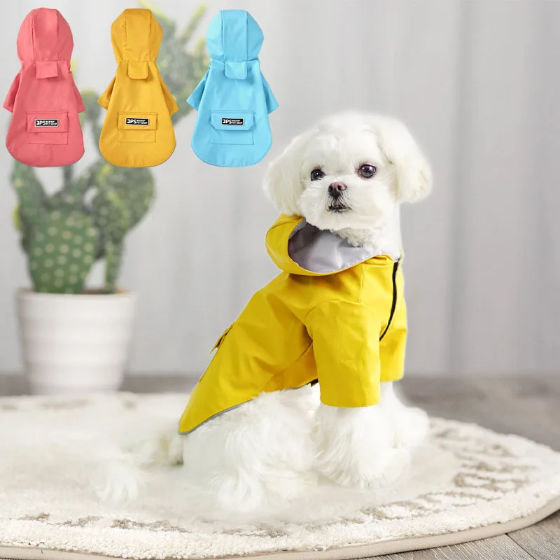 

New Pet Dog Hooded Raincoat Fashion All-Inclusive Poncho Dog Two-Legged Clothes Hoodie Waterproof Jacket Coat Puppy Dog Clothes