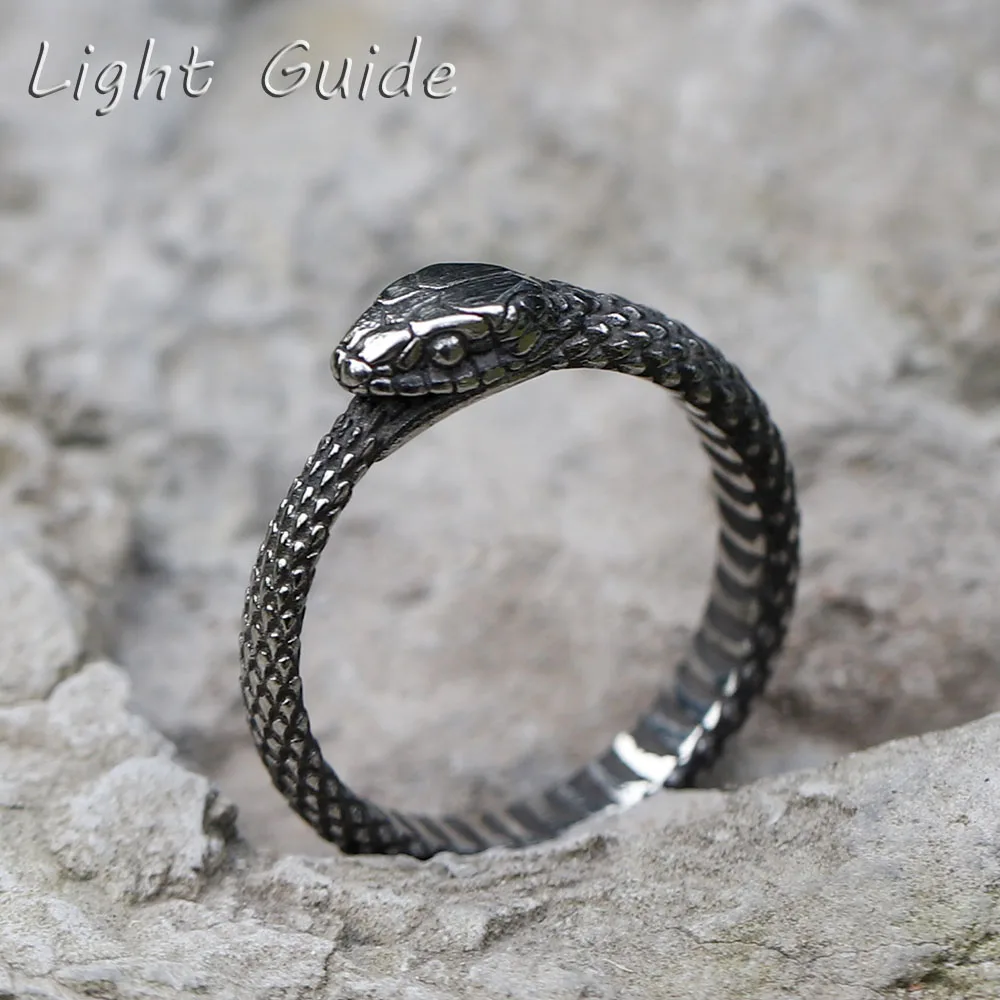 

2022 NEW Men's 316L stainless-steel rings Viking Snake head animal Amulet RING for teens fashion Jewelry Gifts free shipping