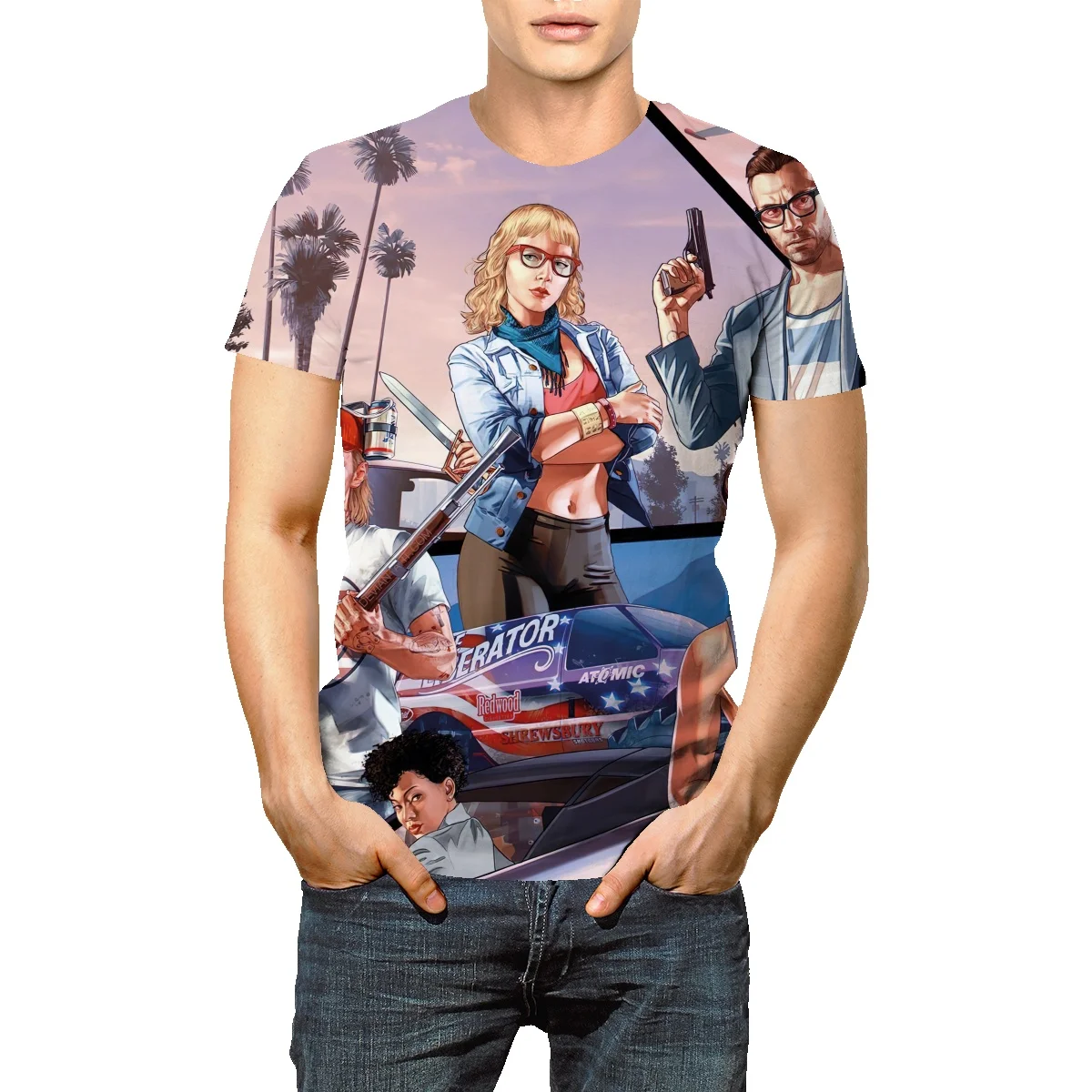 

Футболка Grand Theft Auto мужская с 3D-принтом, модная дышащая Повседневная рубашка с короткими рукавами и круглым вырезом, в уличном стиле, лето