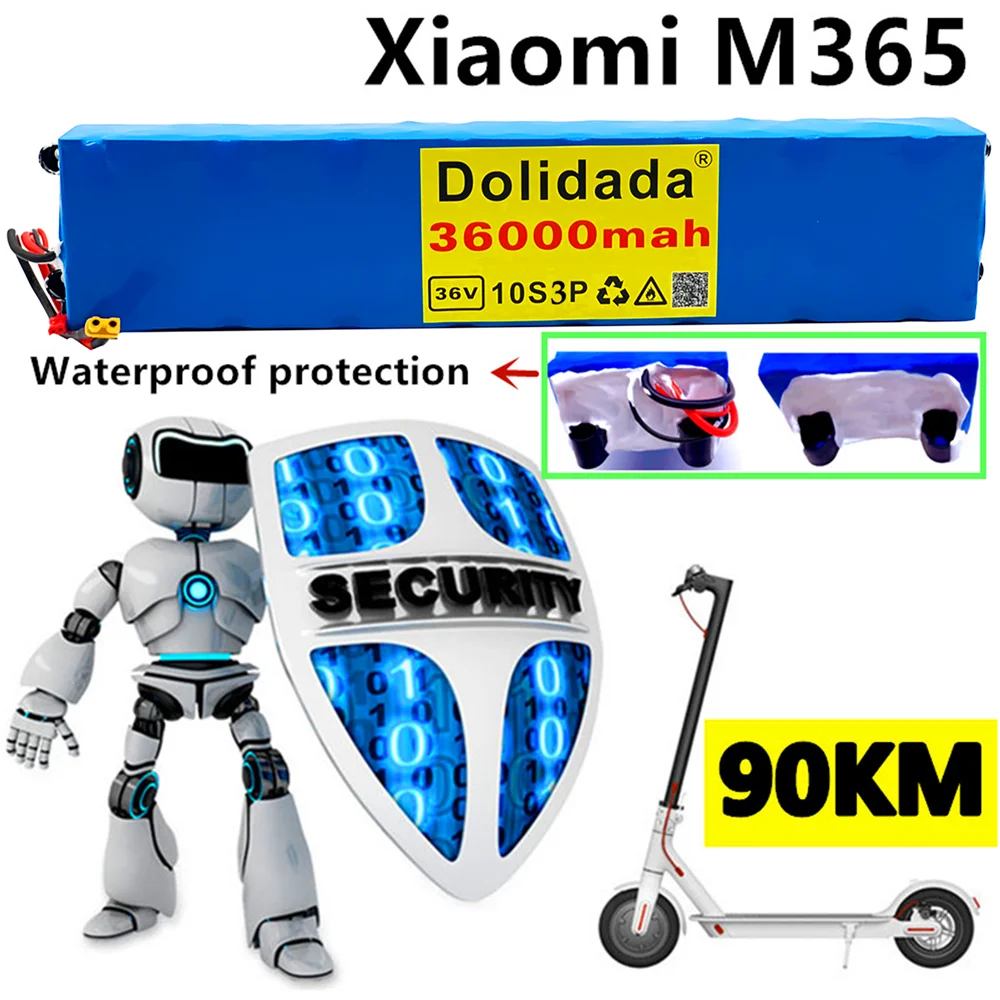

2022 new high power 36V battery 10s3p 36ah Xiaomi m365 battery pack V 36000mah is suitable for eBike electric bicycle with BMS