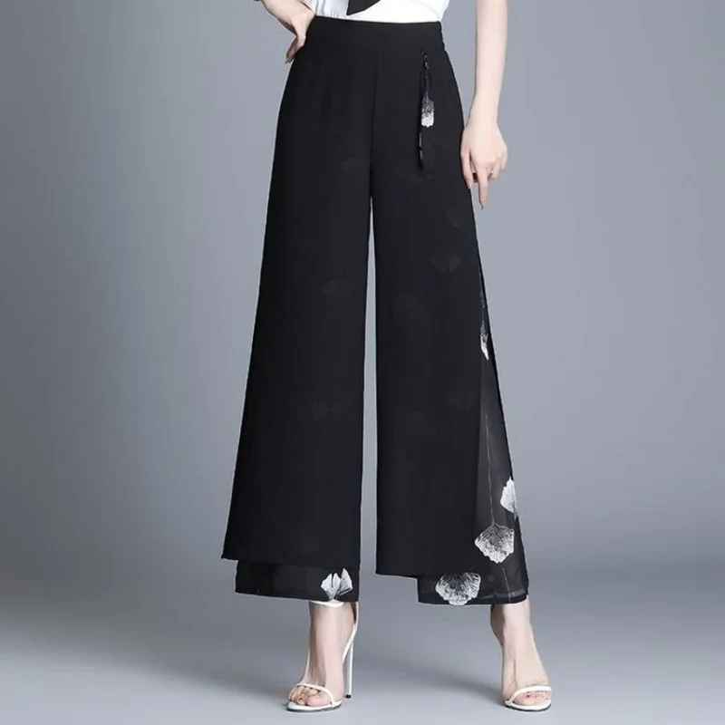 

Women Pants High Waist Female Trousers Vetement Femme 2022 Wide Leg Pant Korean Fashion Chiffon Pantalones Mujer Clothing E110