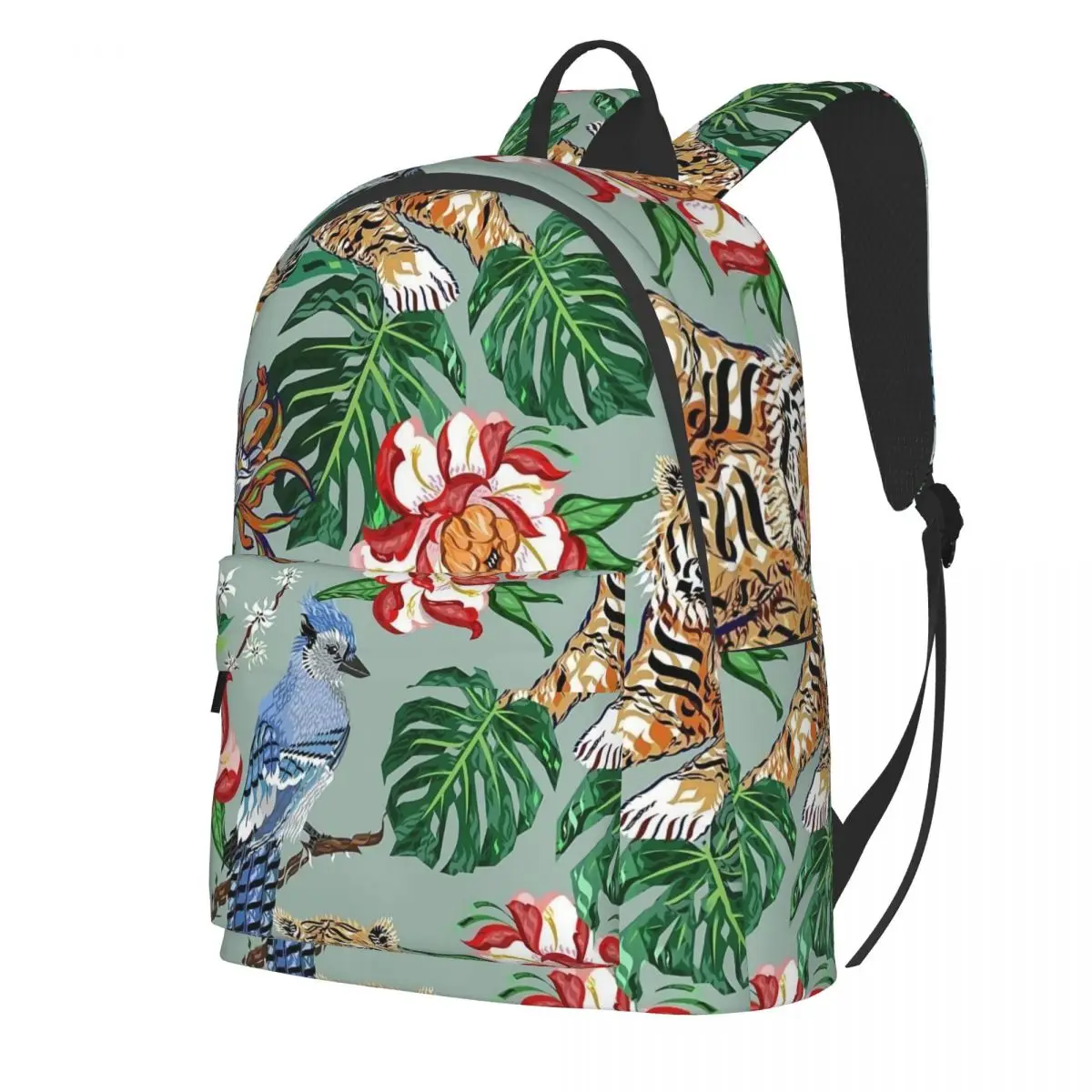 

Рюкзак с принтом дикого тигра, стильные мягкие школьные ранцы с принтом птиц, цветов, пальм для мальчиков, цветные