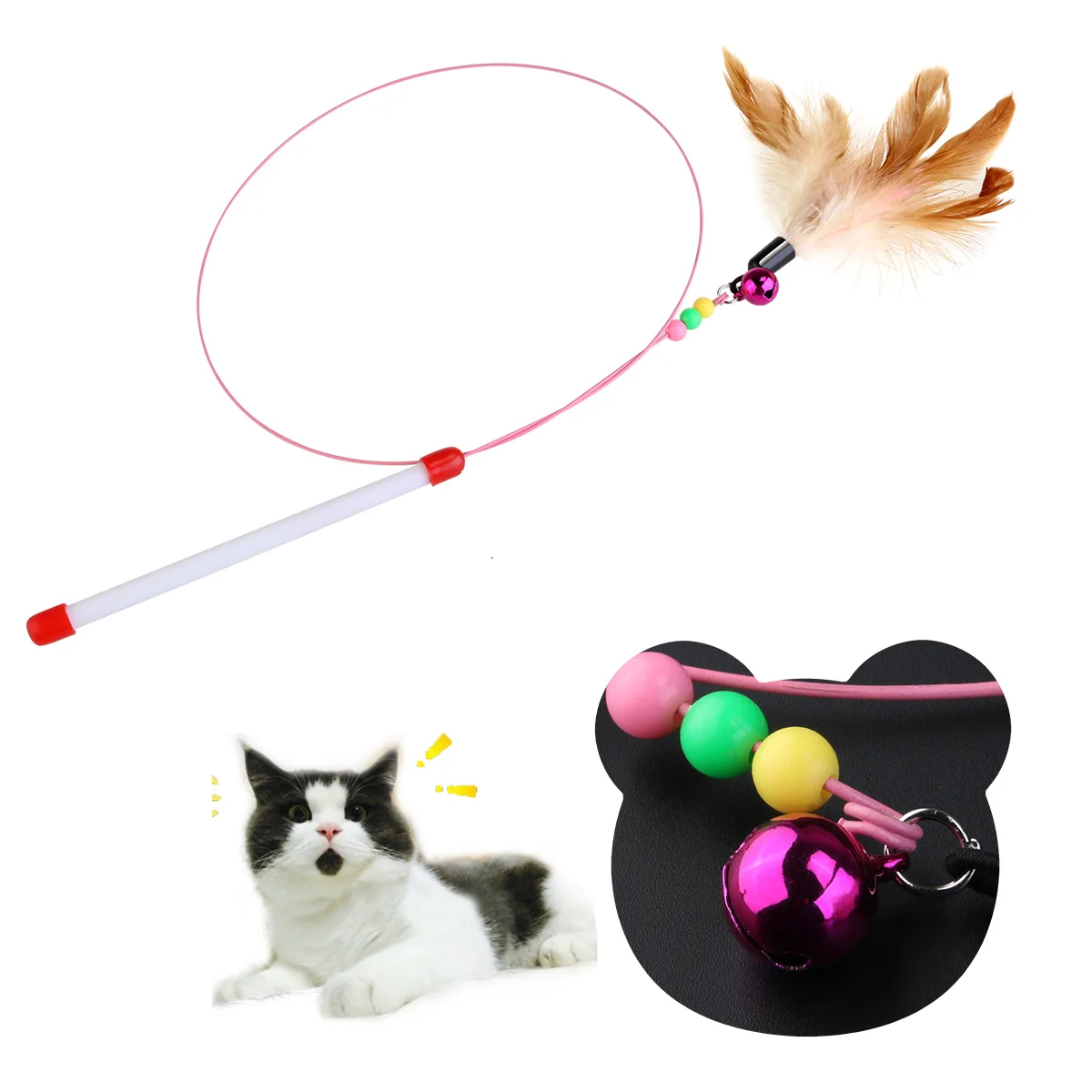 

1pc Kitten Delicate with Bell Wand Teaser Wire Teasing Sticks Wire Chaser for