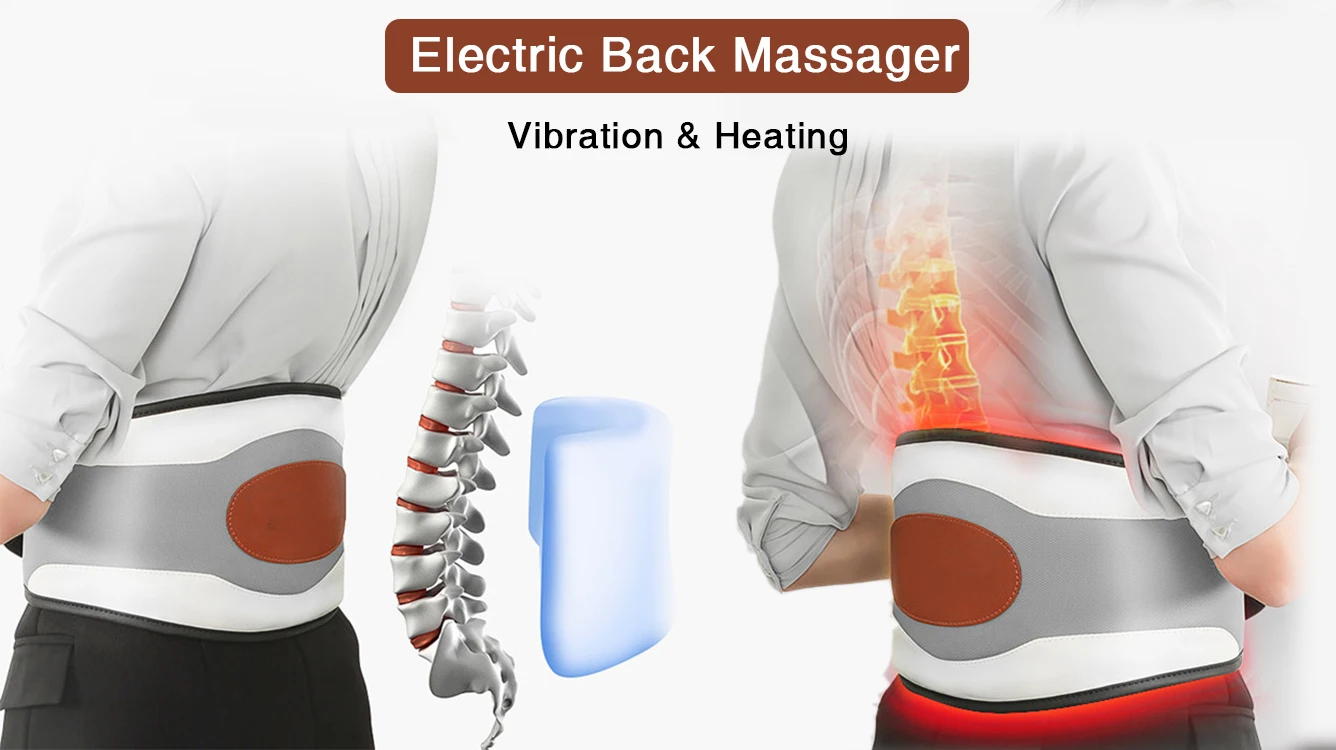 Cordless Electric Acupuncture Stone Therapy Heating Thermal Back Waist Support Lumbar Massager Belt