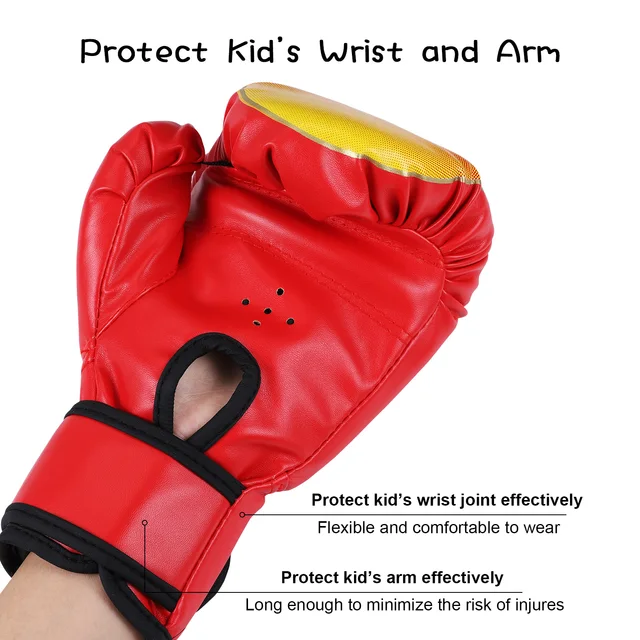 Kids Children Boxing Gloves Professional Flame Mesh Breathable PU Leather Flame Gloves Sanda Boxing Training Glove 4