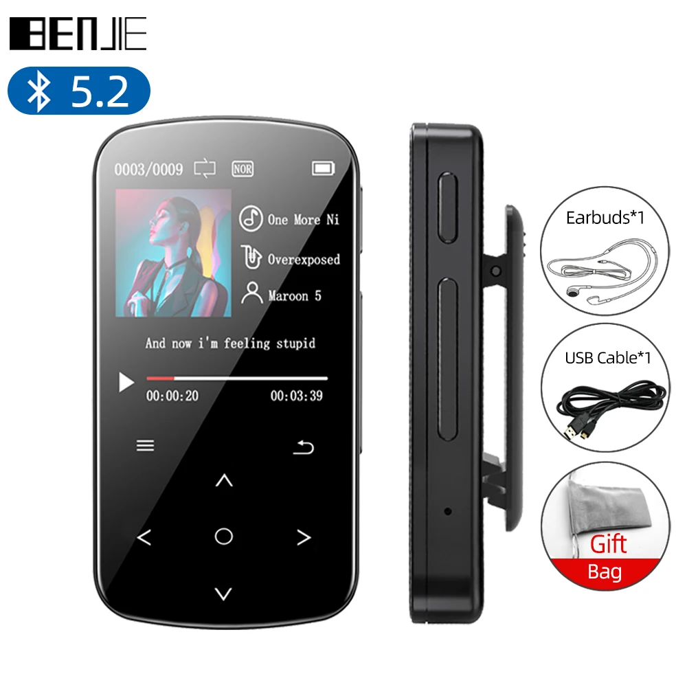 Спортивный MP3-плеер BENJIE с поддержкой Bluetooth 5 2 портативный проигрыватель клипсой и