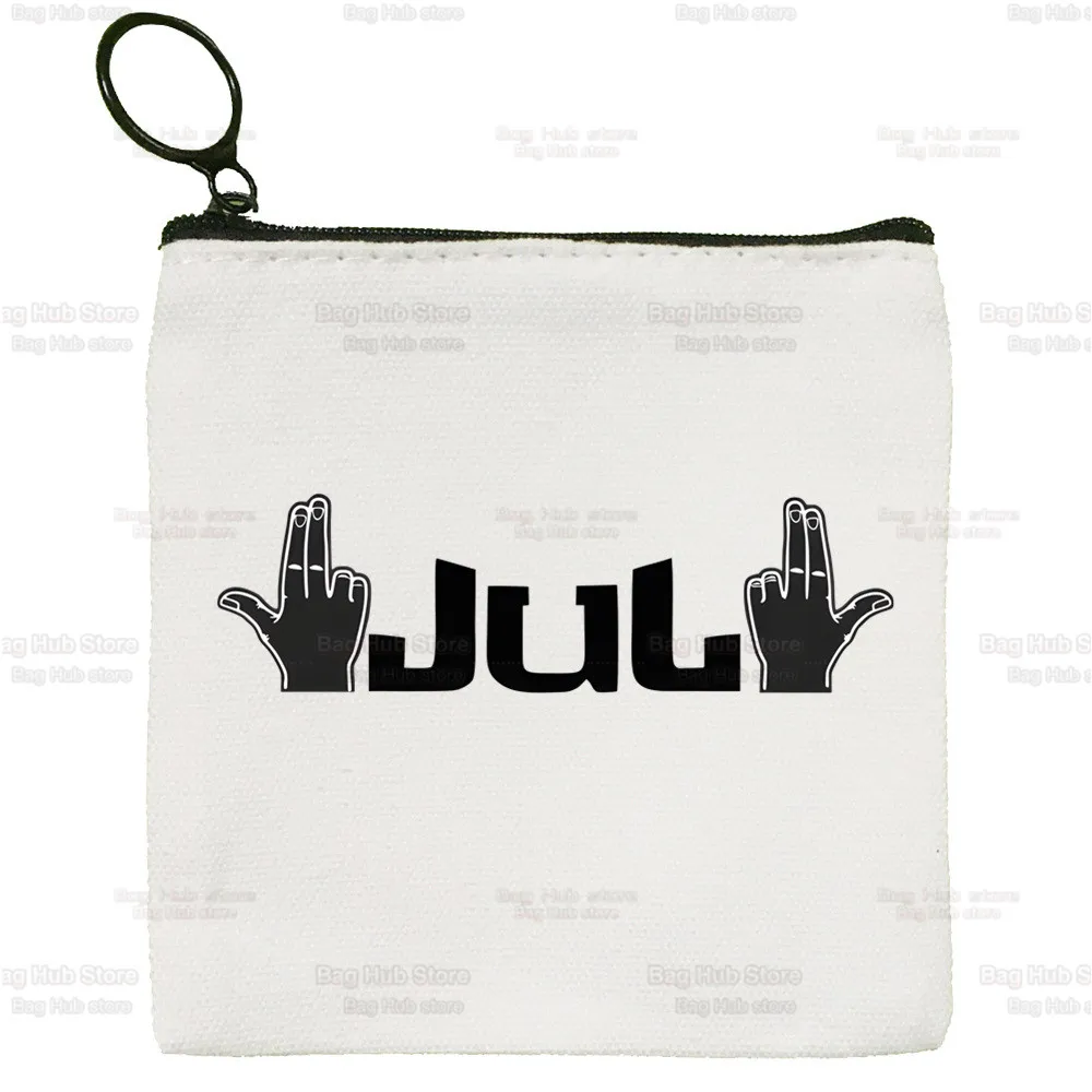 JuL C'est Pas Des Canvas Coin Purse Canvas Bag Small Square Bag Key Bag Storage Bag Card Bag Cartoon Coin Bag