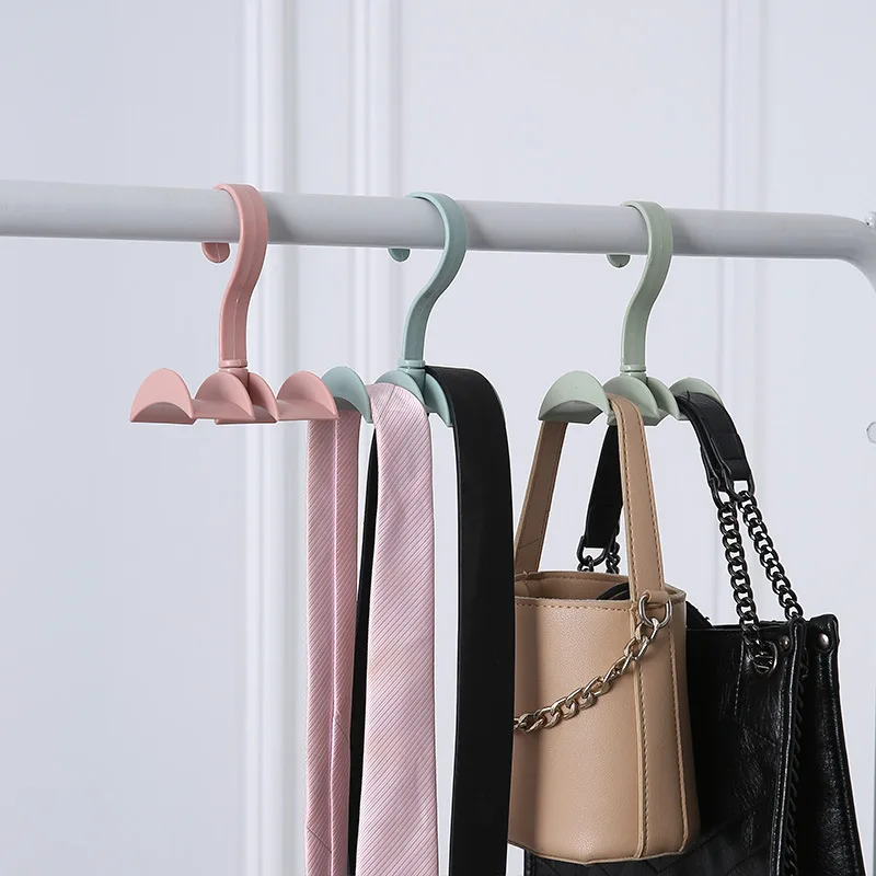 

Rotated Storage Rack Bag Hanger Without Punch Clothes Plastic Rack Creative Tie Coat Closet Hangertie Hook Wardrobe Organizer