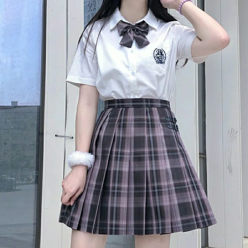 

Рубашка JK для студентов, романтичная Женская строченная плиссированная юбка в академическом стиле, школьная деталь