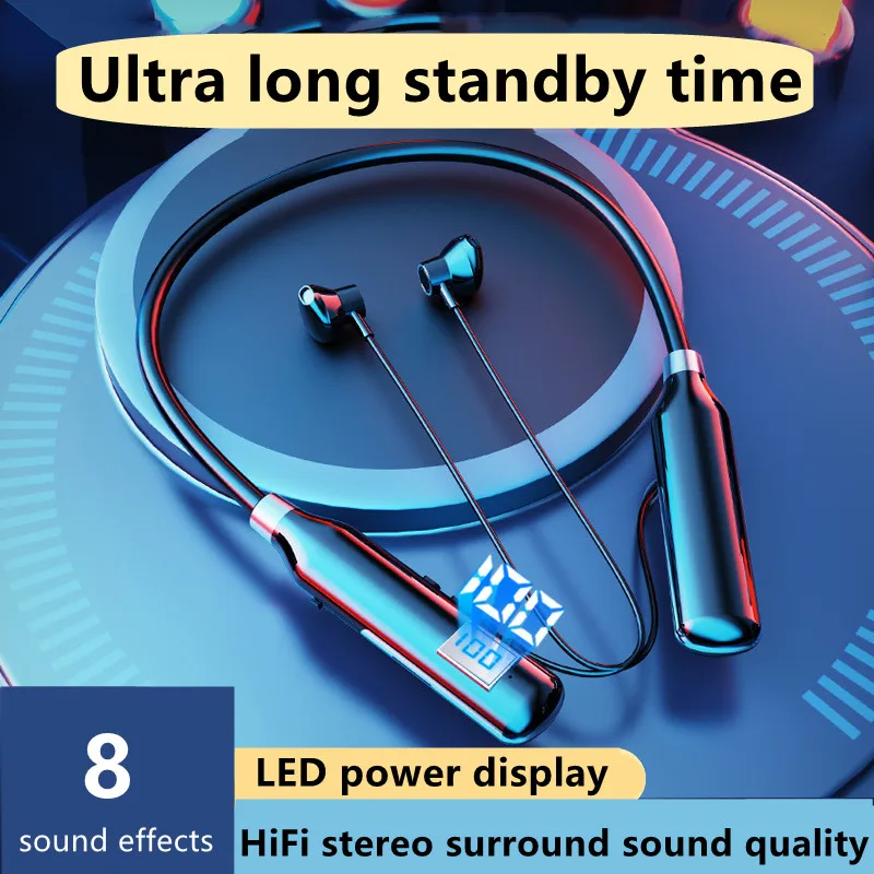 

Wireless Bluetooth Earphone with LED Bluetooth / card dual mode Large-capacity Sports Stereo Neck-mounted Bluetooth Headset