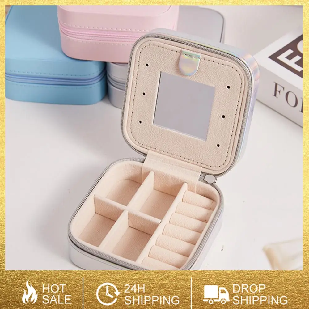 

New In Colorful Jewelry Organizer Case Ring Pendient Anillos Rings Wind Large Capacity With Mirror Jewelry Gift Package Box